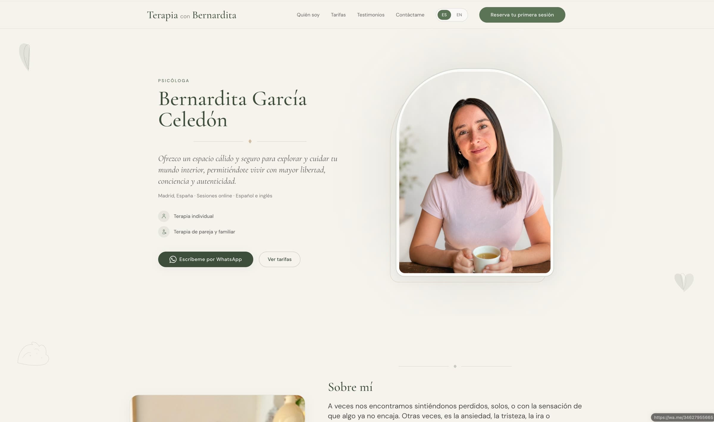 Psicologa — homepage dopo